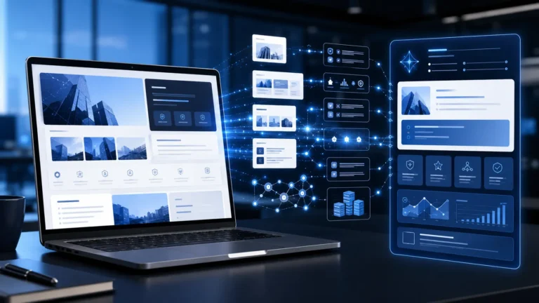 AI search system analyzing and understanding a B2B website through connected content, data, and structured information.