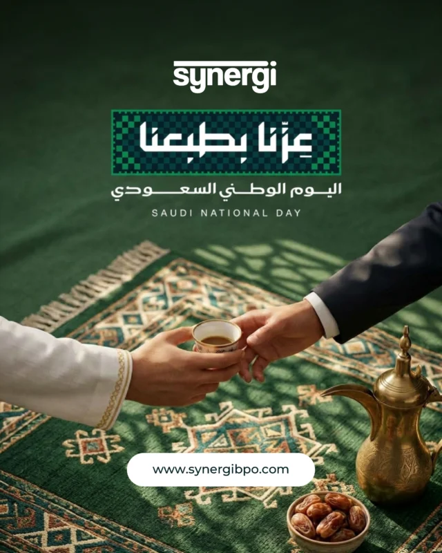 On the 96th Saudi National Day, @synergi.bpo is proud to be part of the Kingdom's journey and a partner to its clients in building a future…
